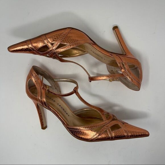 Chinese Laundry Copper Metallic Party Shoes Stilleto Strappy Women’s Size 7M - Picture 4 of 7
